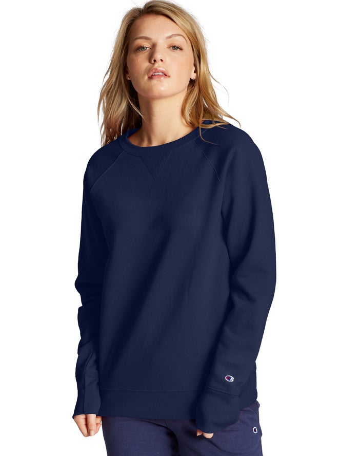 Champion Sweatshirt Dames - Donkerblauw - Powerblend Fleece Classic Crew ( 587321-QYS )